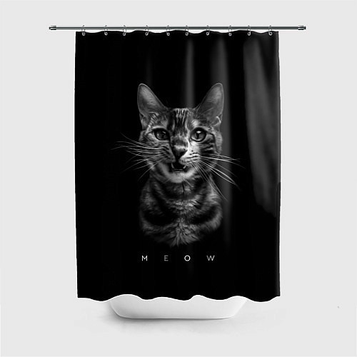 Шторка для ванной Cat meow black and white - big picture / 3D-принт – фото 1