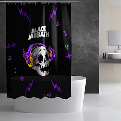 Шторка для душа Black Sabbath неоновый череп, цвет: 3D-принт — фото 2