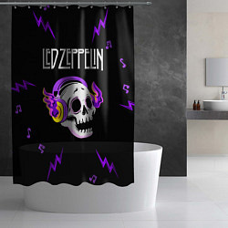 Шторка для душа Led Zeppelin неоновый череп, цвет: 3D-принт — фото 2