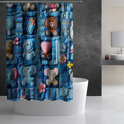 Шторка для душа Слоники на пэчворк, цвет: 3D-принт — фото 2