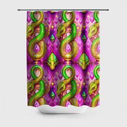 Шторка для ванной Желто-зеленые змеи паттерн