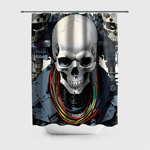 Шторка для ванной Cool cyber skull - ai art fantasy / 3D-принт – фото 1