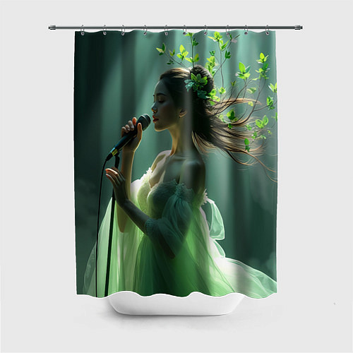 Шторка для ванной Певица на сцене исполняет песню в свете прожекторо / 3D-принт – фото 1