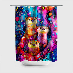 Шторка для ванной Три выдры