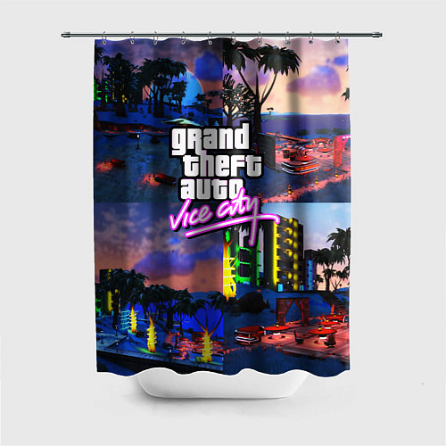 Шторка для ванной GTA vice city коллаж / 3D-принт – фото 1