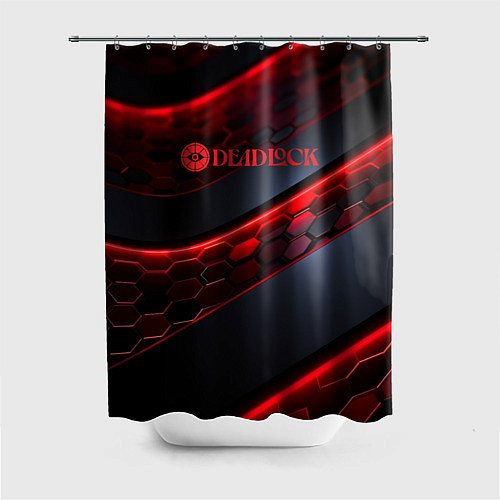 Шторка для ванной Deadlock logo красные соты и неон / 3D-принт – фото 1