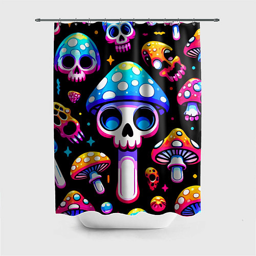 Шторка для ванной Ice cream skull and fly agaric - ai art fantasy / 3D-принт – фото 1