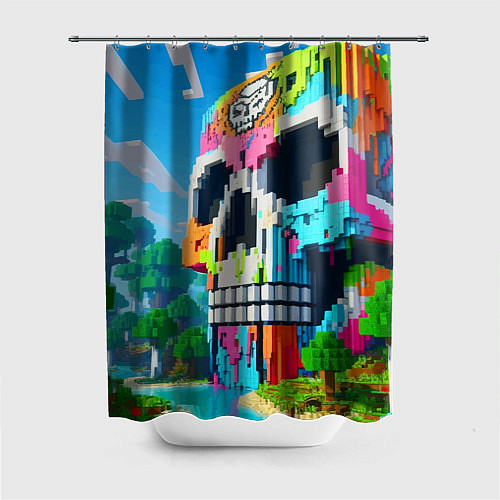Шторка для ванной Minecraft skull - ai art fantasy / 3D-принт – фото 1