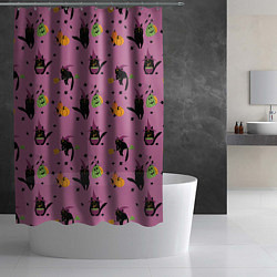 Шторка для душа Хэллоуин и кот ведьмы, цвет: 3D-принт — фото 2