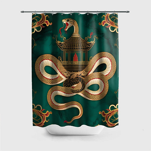 Шторка для ванной Год зеленой змеи 25 / 3D-принт – фото 1