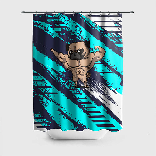 Шторка для ванной Мопс бодибилдер / 3D-принт – фото 1