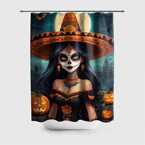 Шторка для ванной Страшилки ведьмочка / 3D-принт – фото 1