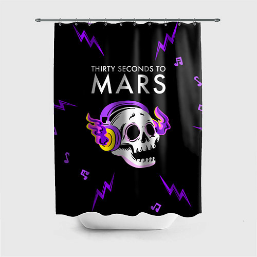 Шторка для ванной Thirty Seconds to Mars неоновый череп / 3D-принт – фото 1