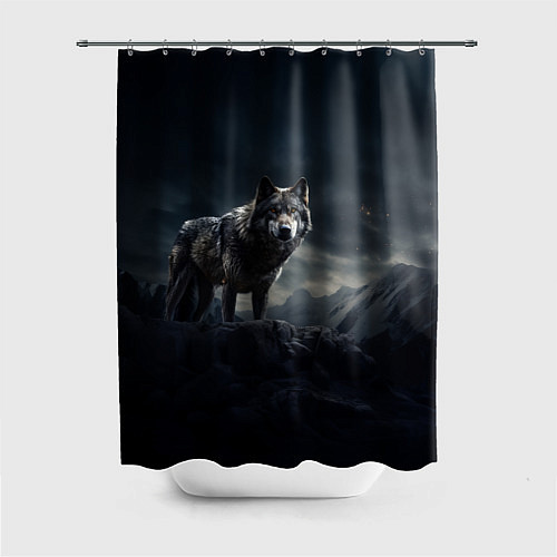 Шторка для ванной Волк в горах / 3D-принт – фото 1