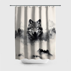 Шторка для ванной Голова серого волка