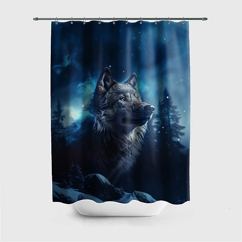 Шторка для ванной Голова волка и небо / 3D-принт – фото 1
