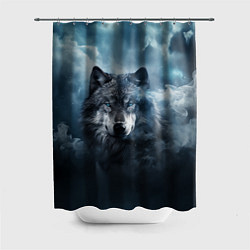Шторка для ванной Волк ночью под луной