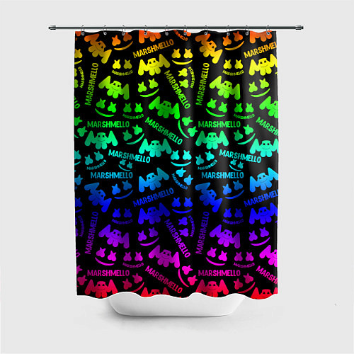 Шторка для ванной Marshmello neon steel pattern / 3D-принт – фото 1