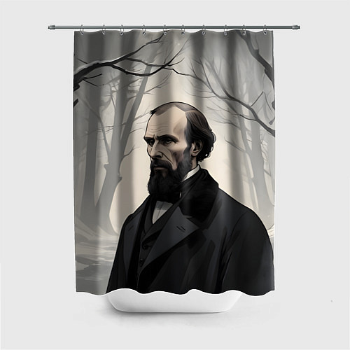 Шторка для ванной Достоевский зимняя аллея / 3D-принт – фото 1