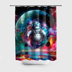 Шторка для ванной Astronaut Totoro in neon space - ai art fantasy