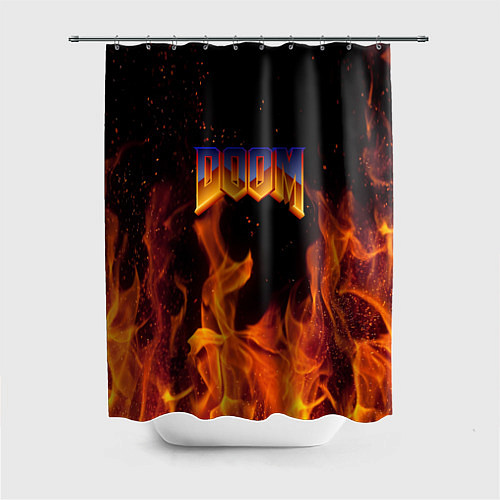 Шторка для ванной Doom fire steel logo / 3D-принт – фото 1