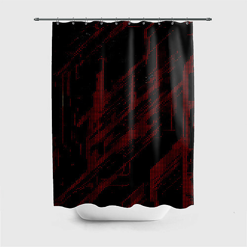 Шторка для ванной Красные точки на чёрном фоне / 3D-принт – фото 1