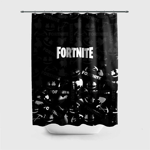 Шторка для ванной Fortnite pattern black / 3D-принт – фото 1