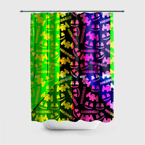 Шторка для ванной Marshmello pattern neon steel / 3D-принт – фото 1