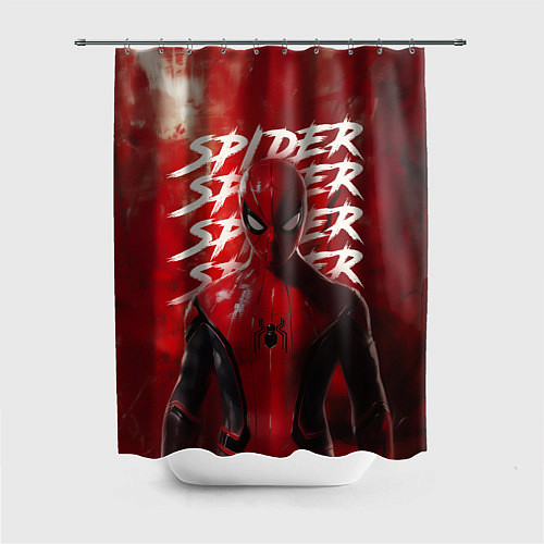Шторка для ванной Spider-man red background / 3D-принт – фото 1