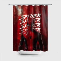 Шторка для ванной Spider-man red background