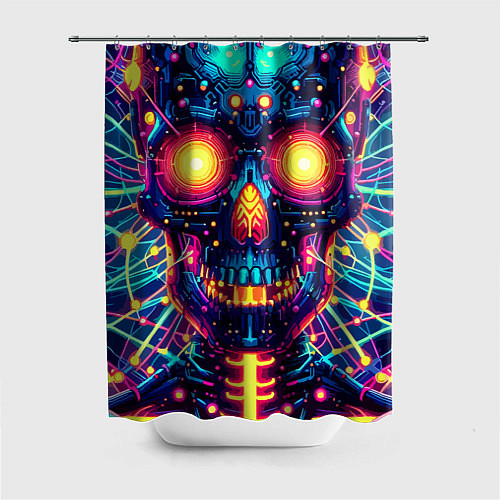 Шторка для ванной Neon skull - ai art fantasy / 3D-принт – фото 1