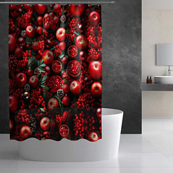 Шторка для душа Рождественские ягоды и фрукты, цвет: 3D-принт — фото 2