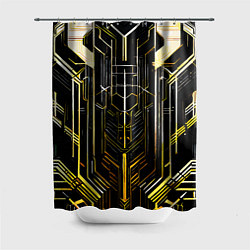 Шторка для ванной Gold lines on a black background