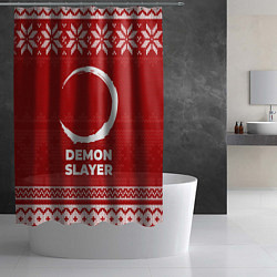 Шторка для душа Новогодний Demon Slayer, цвет: 3D-принт — фото 2