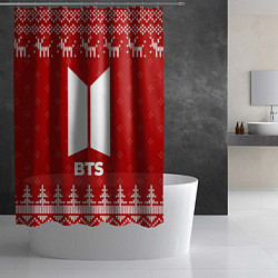 Шторка для душа Новогодний BTS с оленями, цвет: 3D-принт — фото 2