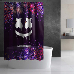 Шторка для душа Праздничный Marshmello, цвет: 3D-принт — фото 2