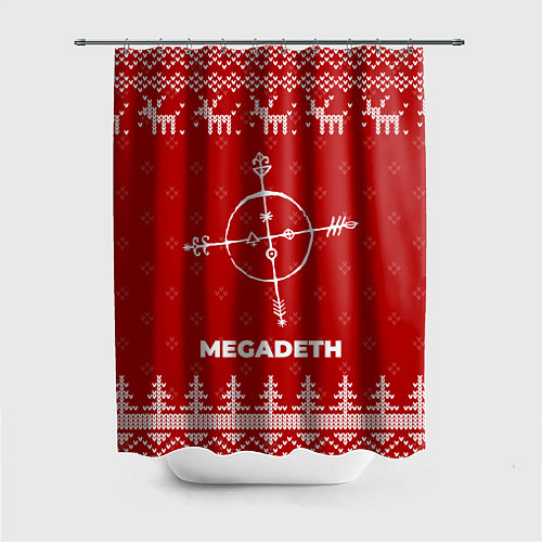 Шторка для ванной Новогодний Megadeth с оленями / 3D-принт – фото 1