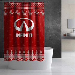 Шторка для душа Новогодний Infiniti с оленями, цвет: 3D-принт — фото 2