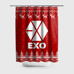 Шторка для душа Новогодний Exo с оленями, цвет: 3D-принт