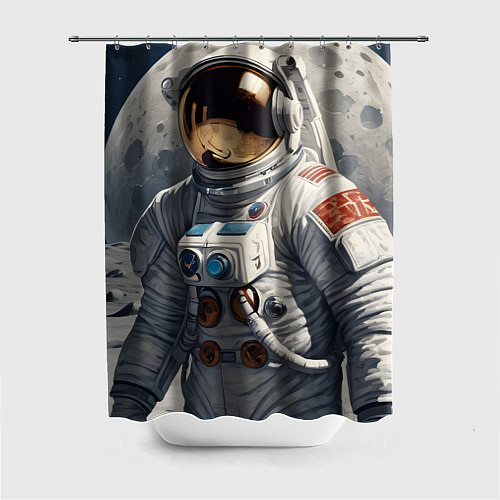 Шторка для ванной Астронавт на лунной поверхности / 3D-принт – фото 1