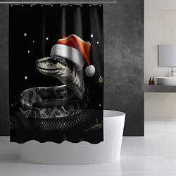 Шторка для душа Змейка в шапочке на темном, цвет: 3D-принт — фото 2