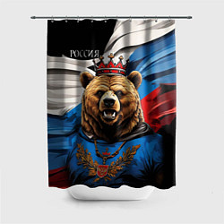 Шторка для ванной Русский медведь с гербом России на груди на фоне ф