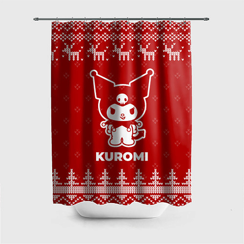 Шторка для ванной Новогодний Kuromi с оленями / 3D-принт – фото 1