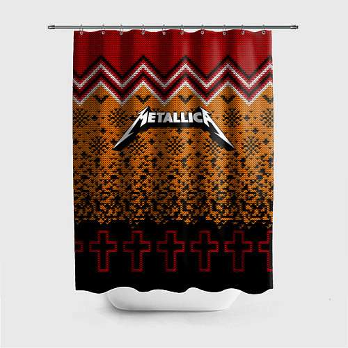 Шторка для ванной Metallica christmas ugly sweater / 3D-принт – фото 1