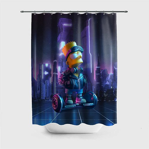 Шторка для ванной Bart Simpson on a gyro scooter - ai art / 3D-принт – фото 1