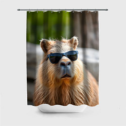 Шторка для ванной Модная капибара в темных очках