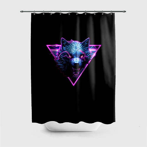 Шторка для ванной Волк в неоне / 3D-принт – фото 1