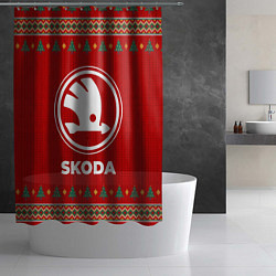 Шторка для душа Skoda new year, цвет: 3D-принт — фото 2