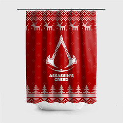 Шторка для душа Новогодний Assassins Creed с оленями, цвет: 3D-принт