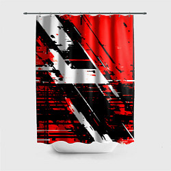 Шторка для ванной Diagonal black and white stripes on a red backgrou